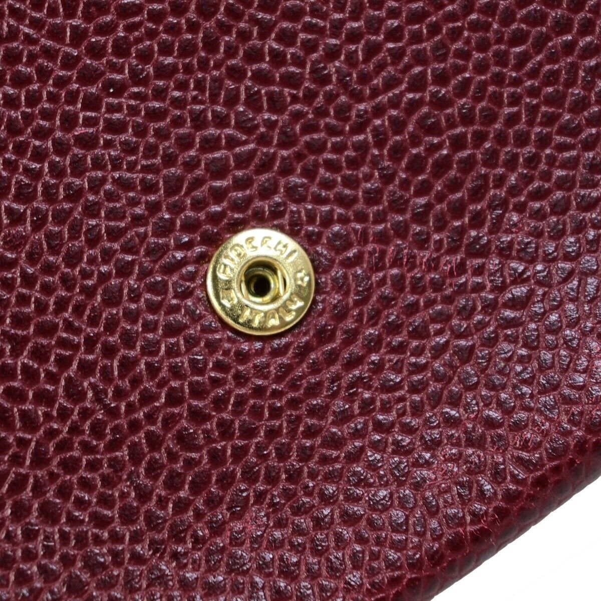 CHANEL CC Bifold Wallet Caviar Skin Leather Bordeaux GHW Italy Vintage 69EB229