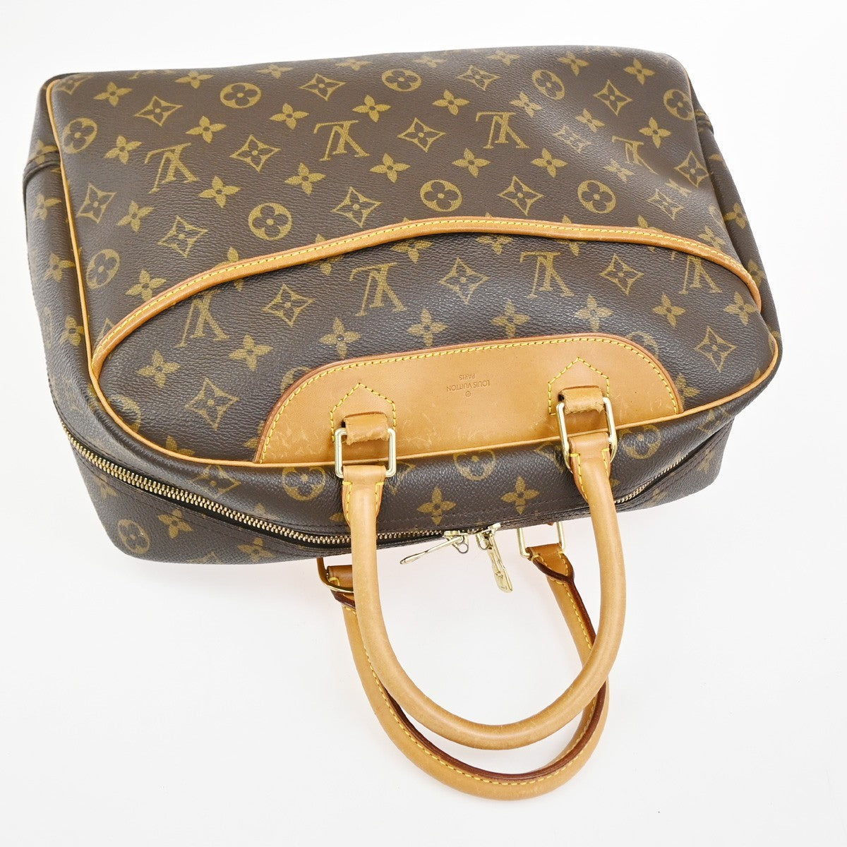LOUIS VUITTON LV Logo Deauville Hand Bag Monogram Leather Brown M47270 81TA644