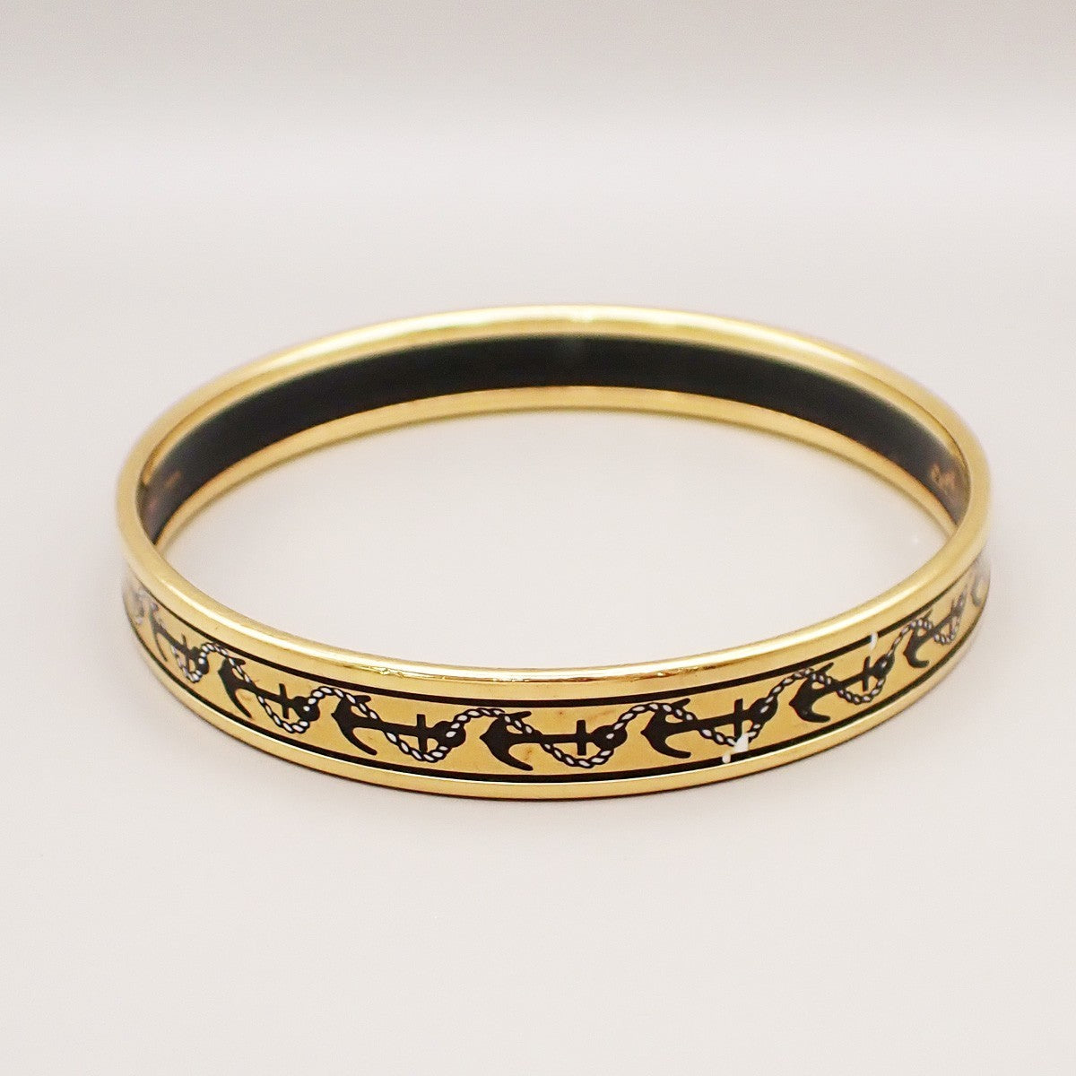 HERMES Email PM Bangle Bracelet  Enamel GHW Gold Made in Austria 30RL379