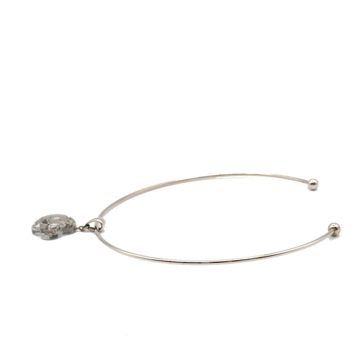 LOUIS VUITTON A La Folie Flower Resin Choker Necklace Silver M65667 64RL892