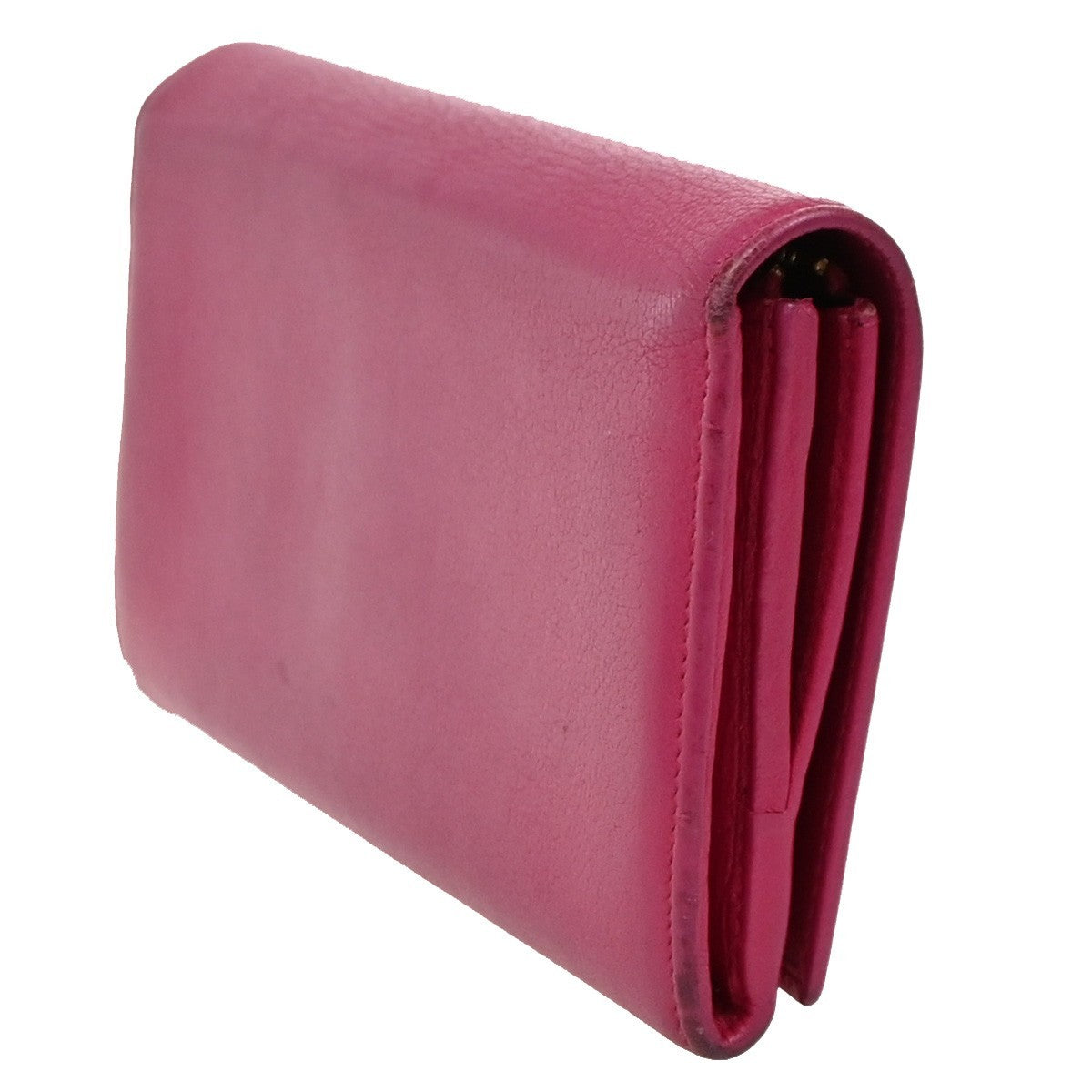 YVES SAINT LAURENT YSL Logo Belle De Jour Long Wallet Leather Pink GHW 66KB977