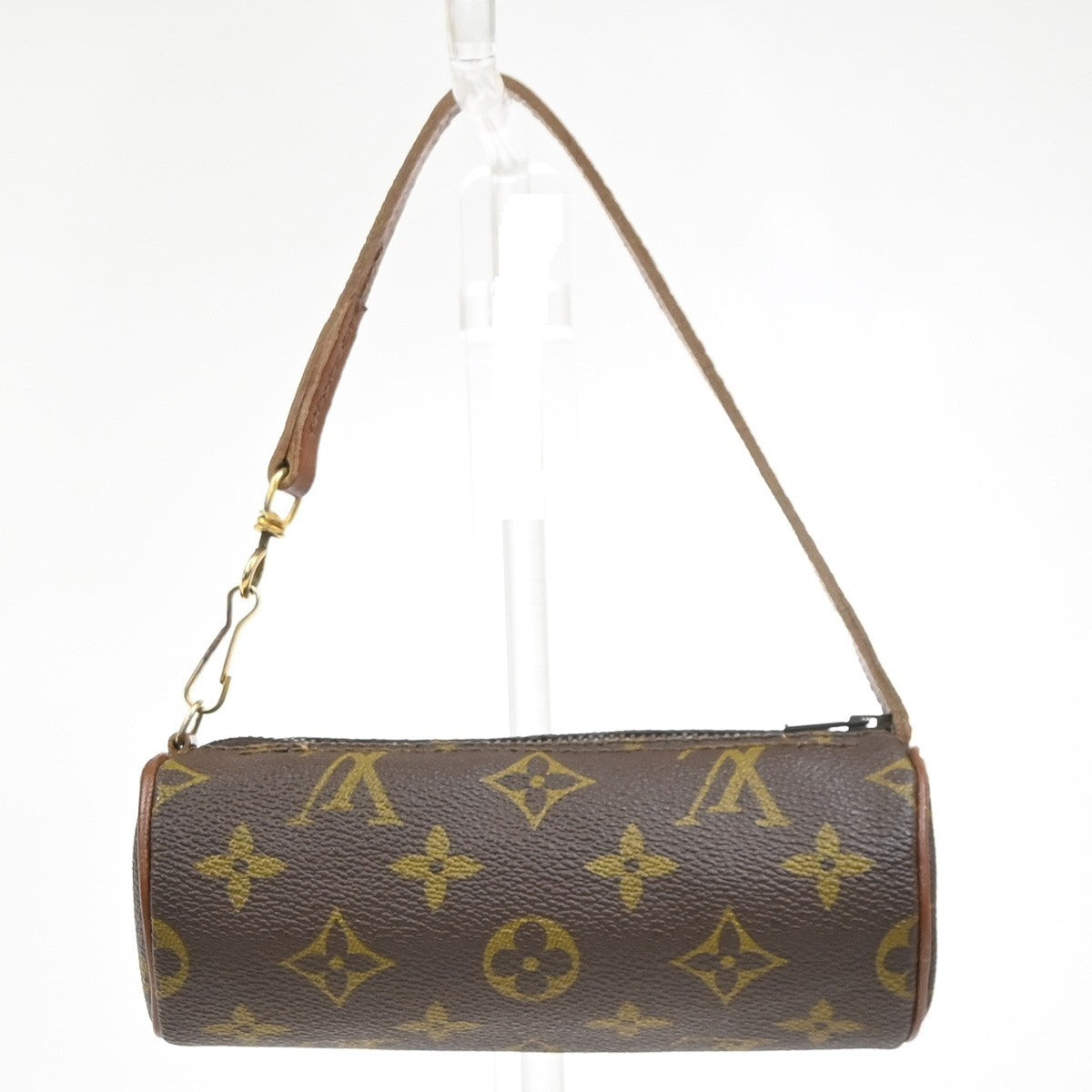 LOUIS VUITTON Logo Papillon Pouch Bag Monogram Leather Brown GHW 62MA487