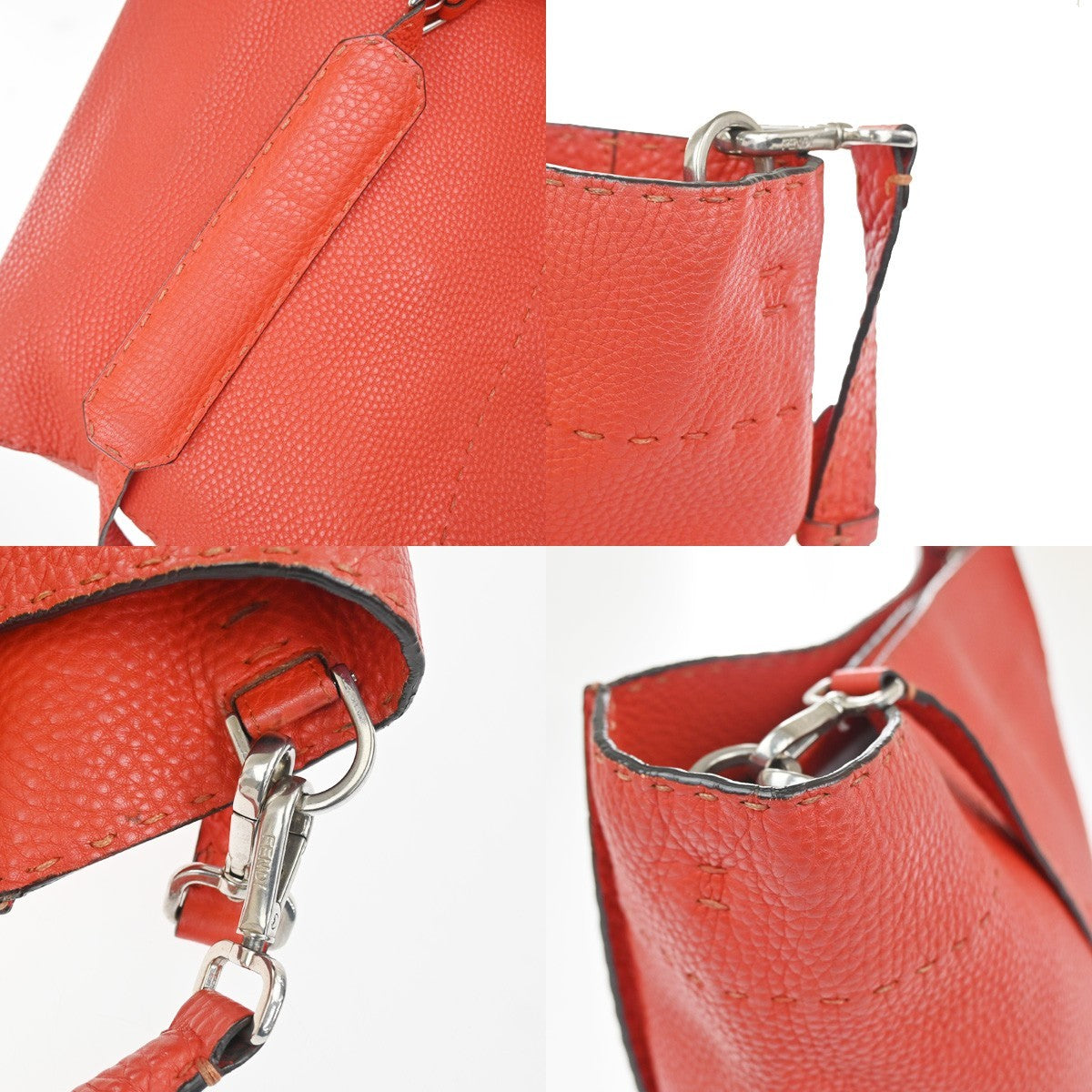 FENDI Logo Selleria Anna 2Way Shoulder Bag Leather Red SHW Italy 71YH887
