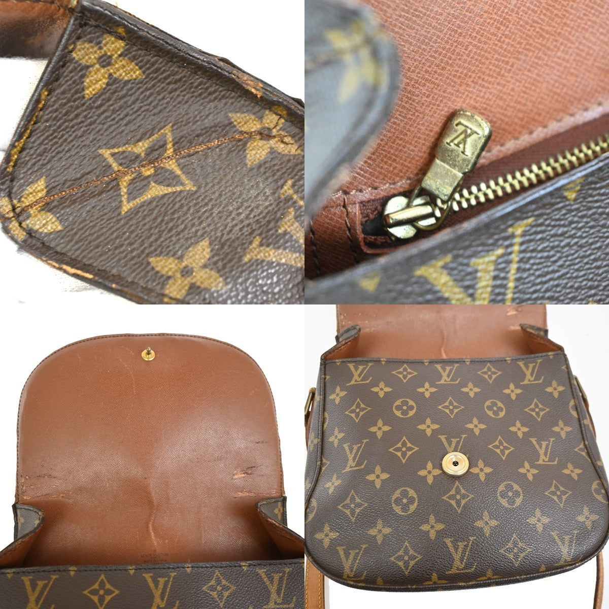 LOUIS VUITTON Saint Cloud GM Shoulder Bag Monogram Leather Brown M51242 38PA011