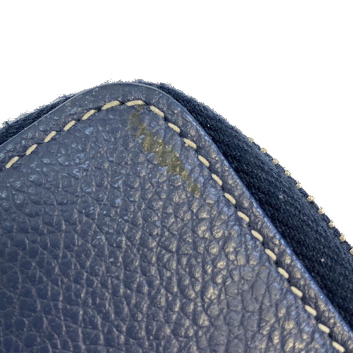 SAINT LAURENT Logo Bifold Wallet Purse Leather Blue SHW Made in Italy 65EB003