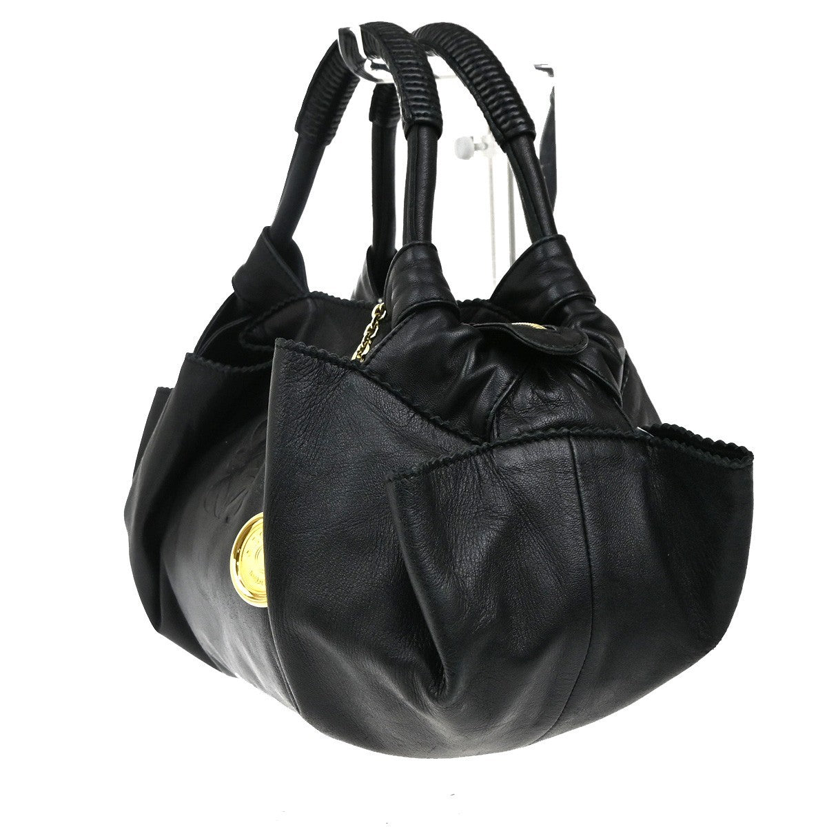 LOEWE Anagram Logo Nappa Aire Tote Hand Bag Leather Black GHW Spain 73KC221