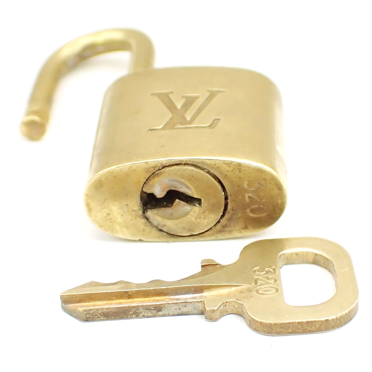 LOUIS VUITTON LV 10 Set  Padlock Key Bag Charm Cadena Gold Plated France 37YF816