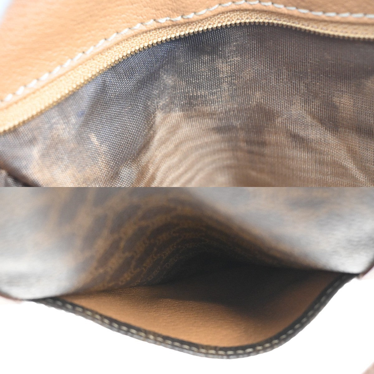 CELINE Logo Macadam Pattern Hand Bag PVC Leather Brown GHW Italy 69KC201
