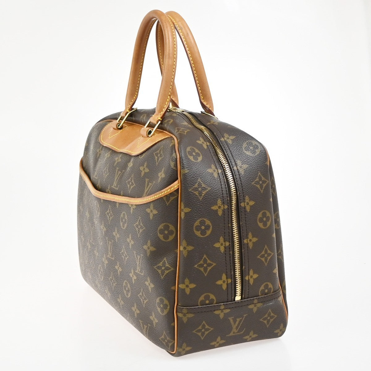 LOUIS VUITTON LV Logo Deauville Hand Bag Monogram Leather Brown M47270 72YJ050