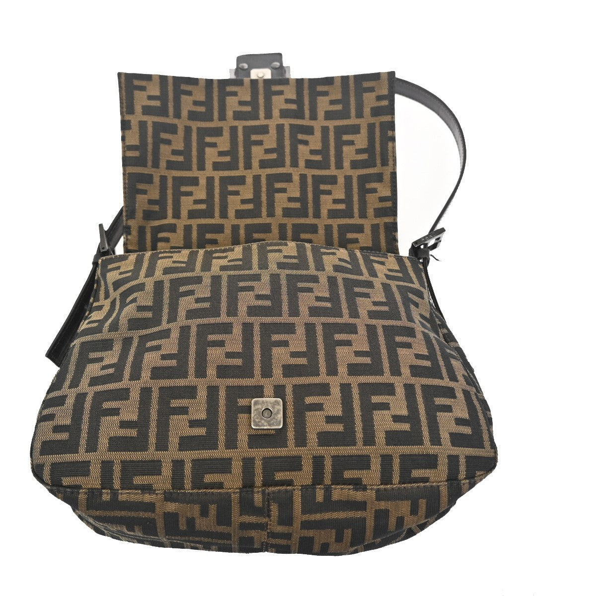 FENDI Zucca Mamma Baguette Shoulder Bag Canvas Leather Brown SHW Italy 95RL921