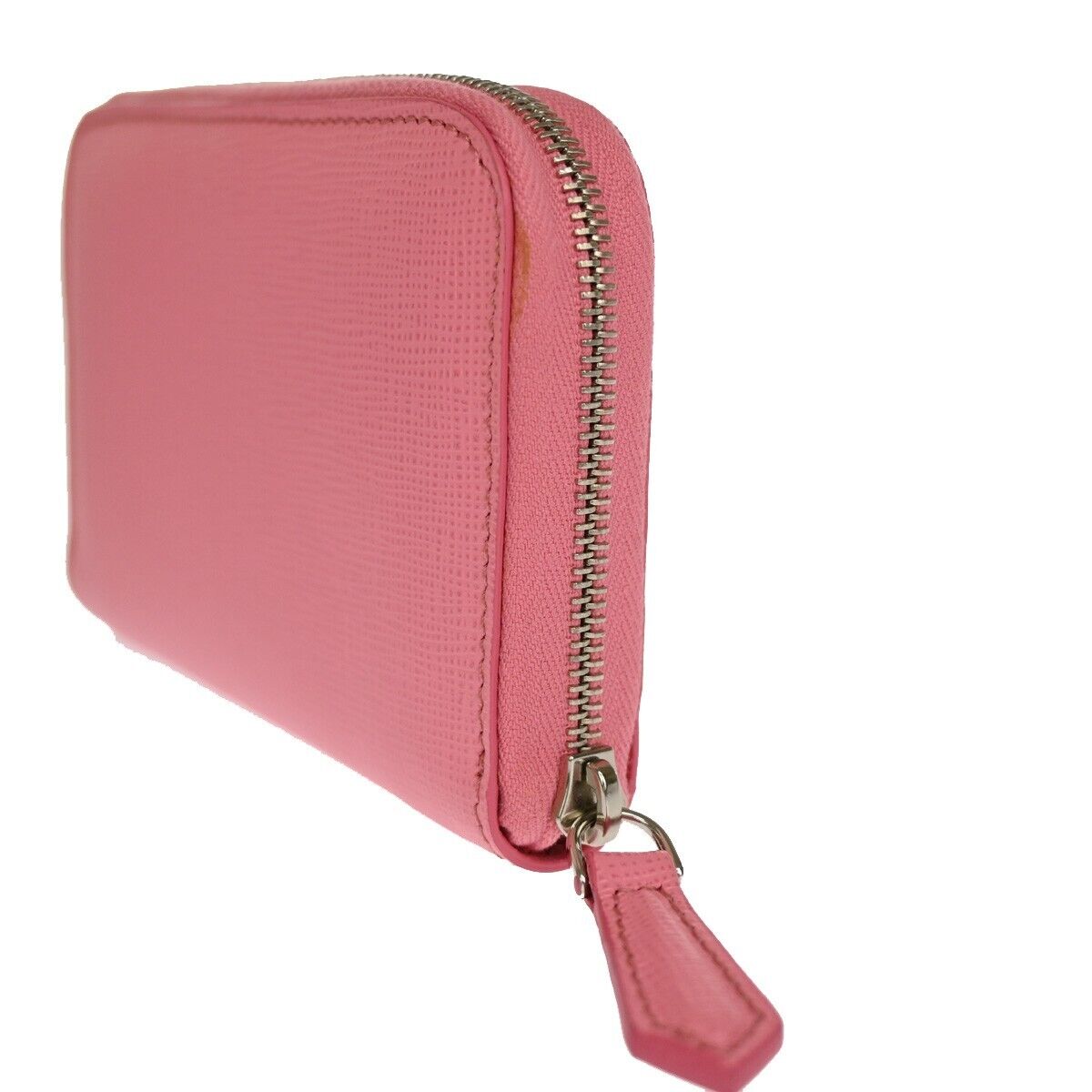 FENDI BAG BUGS Monster Zip Around Coin Wallet Leather Pink Silver Italy 64KA037