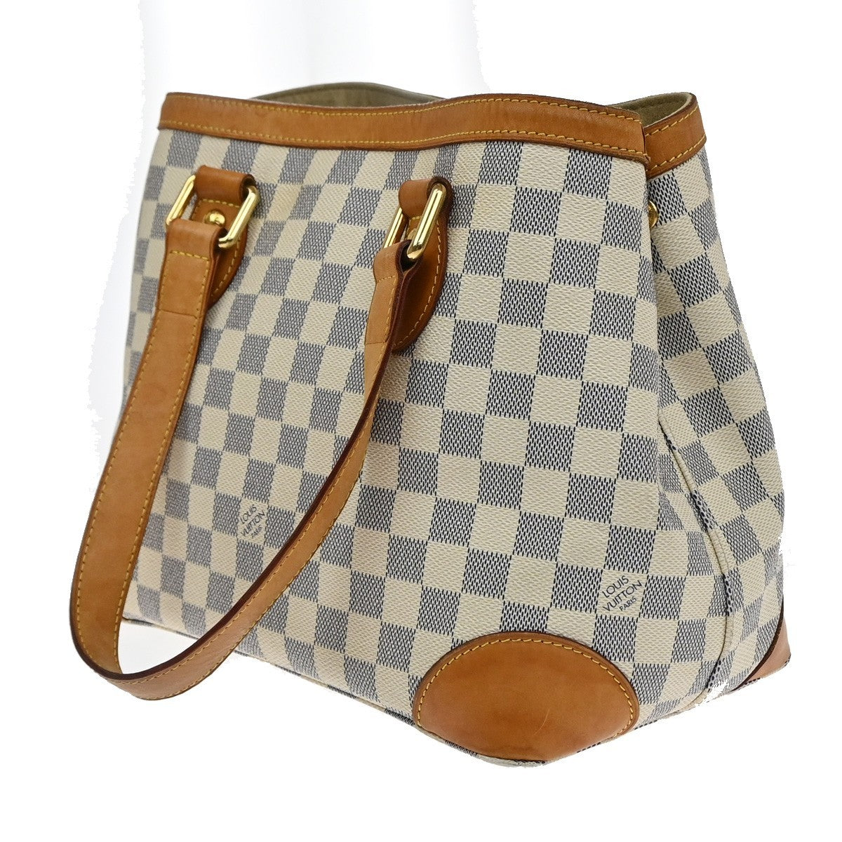 LOUIS VUITTON Hampstead PM Shoulder Bag Damier Azur Leather White N51207 50CB045