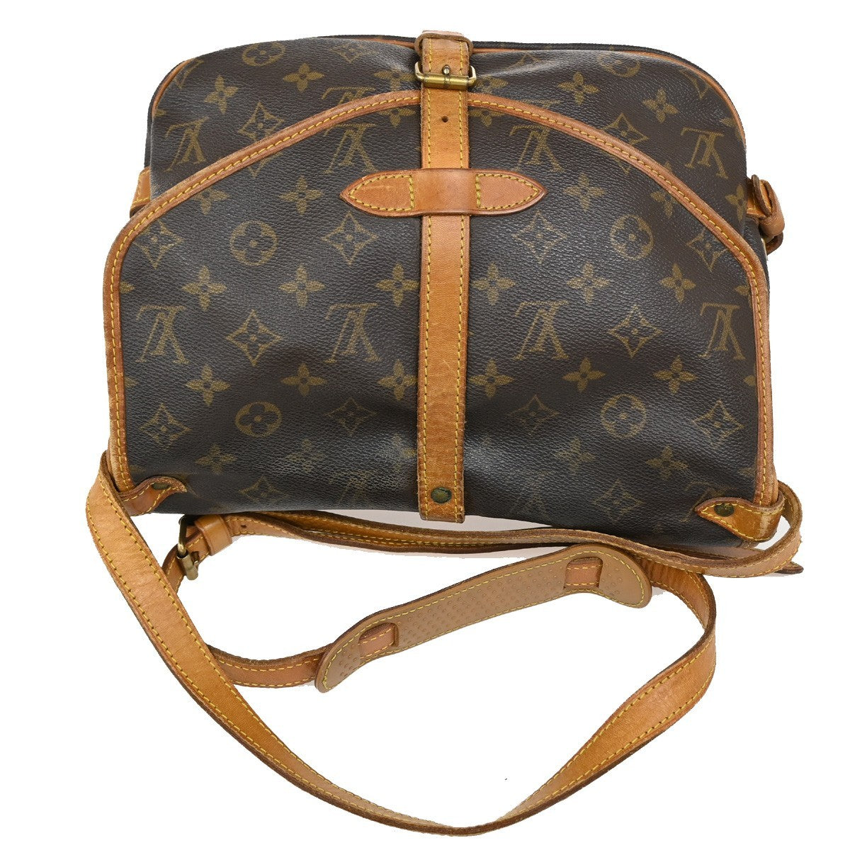 LOUIS VUITTON Logo Saumur 30 Shoulder Bag Monogram Leather Brown M42256 83CA215