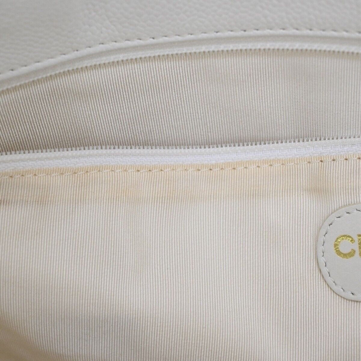 CHANEL CC Shoulder Hand Tote Bag Grained Calfskin Leather White GHW 21RJ365