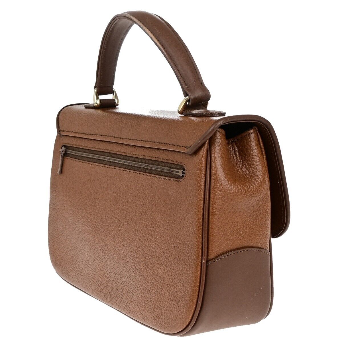 Burberrys Logo Nova Check Top Handle Hand Bag Leather Brown GHW 61ED329