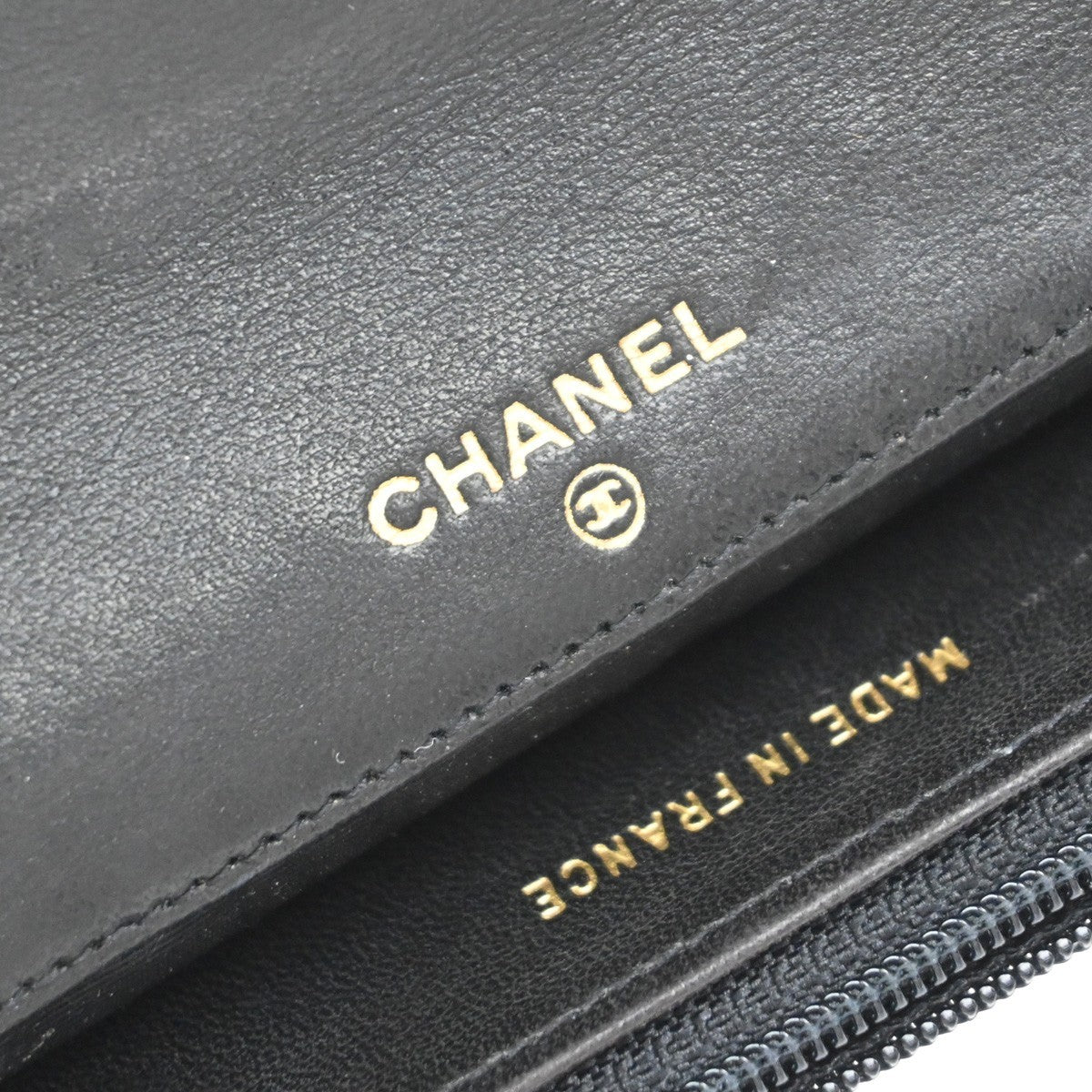 CHANEL CC Logo Long Bifold Wallet Leather Black GHW Vintage 35RF726