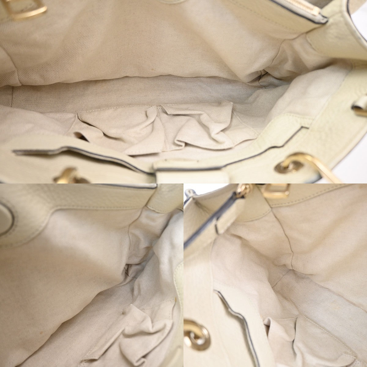 GUCCI Logo Bamboo 2Way Handbag Leather White GHW made in Italy 70TA662