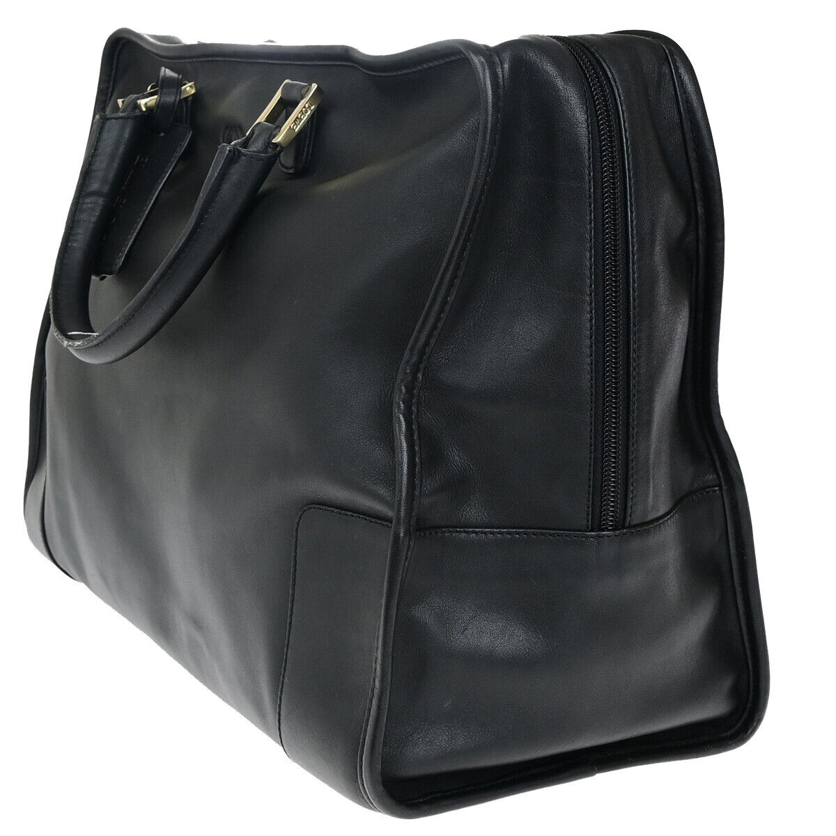 LOEWE AMAZONA 40 Anagram Travel Hand Bad Leather Padlock Black GHW Spain 34YG482