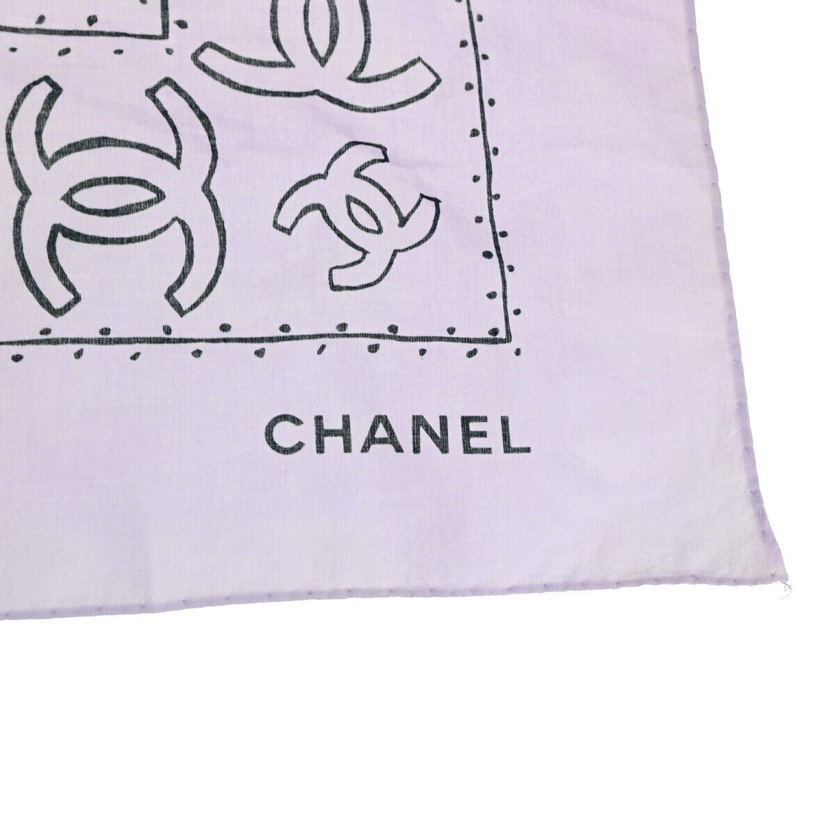 CHANEL CC Logo XL JUMBO Scarf Handkerchief 100% Cotton Purple Accessory 60EC969
