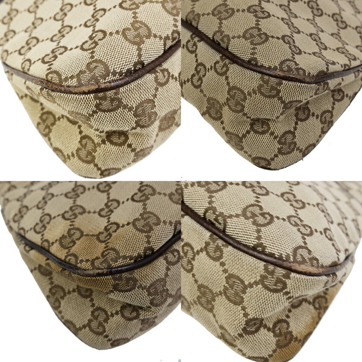 GUCCI Logo GG Pattern Shoulder Tote Bag Canvas Leather Brown SHW Italy 67EC877
