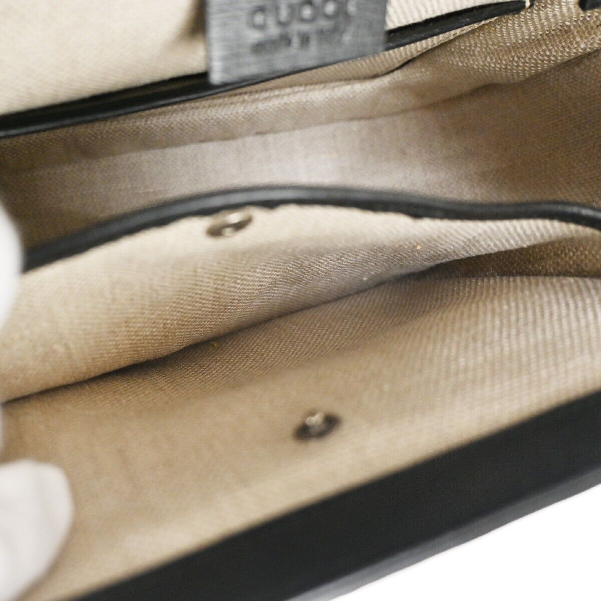GUCCI Logo Bamboo 2Way Shoulder Hand Bag Leather Black Silver Italy 629RH724