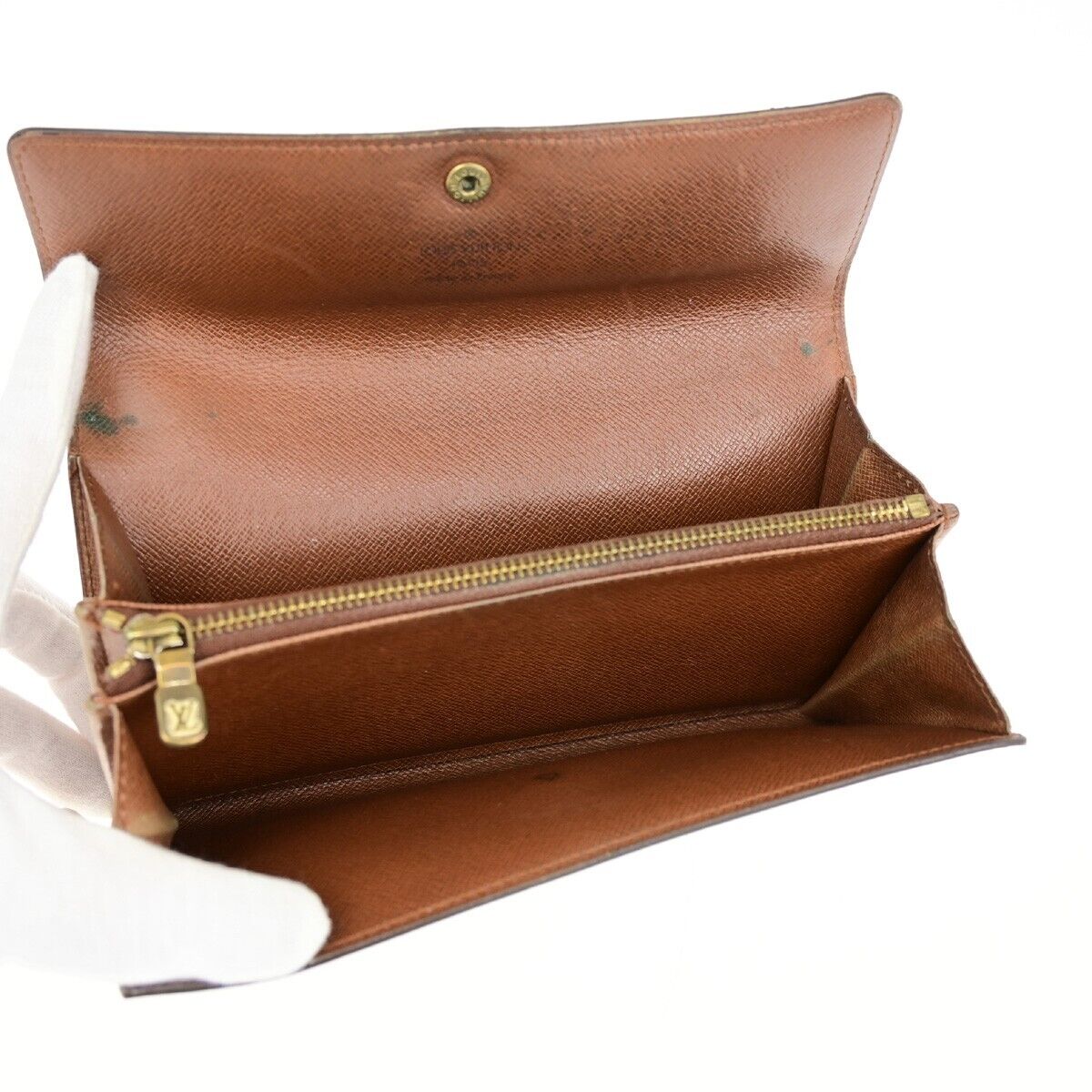 LOUIS VUITTON LV Logo 4 Set Bifold Trifold Long Wallet Monogram Brown 65FA707