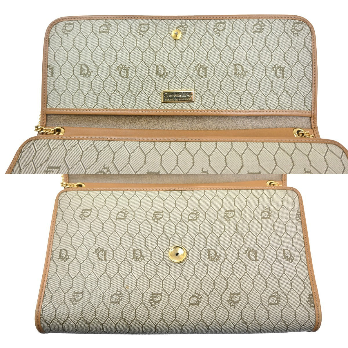CHRISTIAN DIOR Honeycomb Pattern Shoulder Hand Bag PVC Leather BE France 32MA466