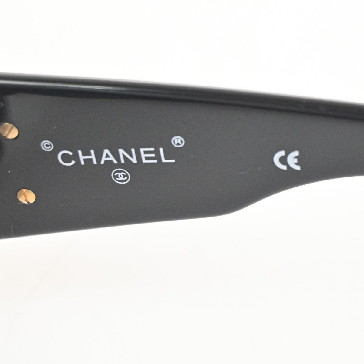 CHANEL CC Logo Sunglasses Eye Wear Plastic Black Gold Italy 01451 63RL896