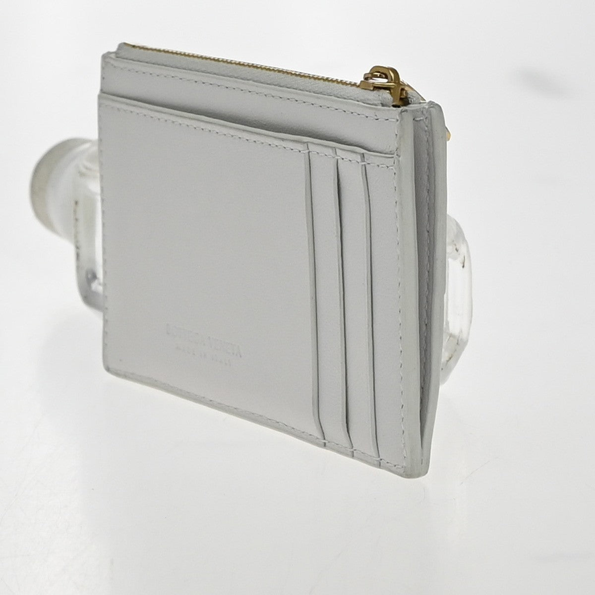 BOTTEGA VENETA Logo Cassette Intrecciato Compact Wallet Leather White 65EG128