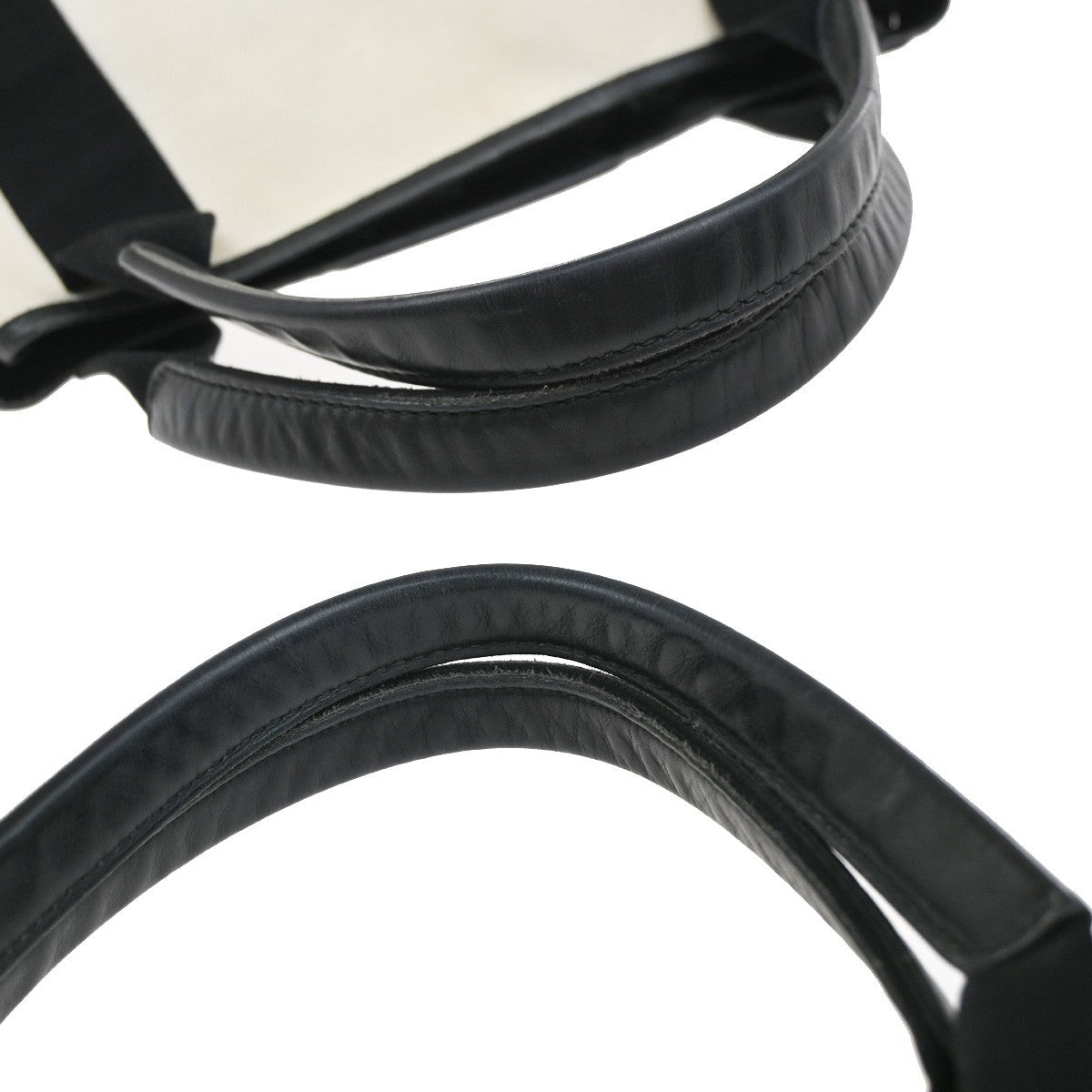 BALENCIAGA Navy Cabas S Shoulder Hand Bag Canvas Leather White Black 66EF982