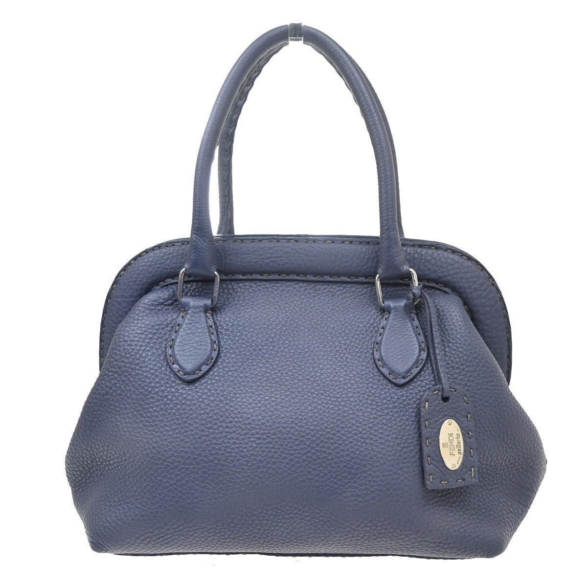 FENDI Logo Selleria Doctor's Shoulder Hand Bag Leather Purple SHW 61MA723