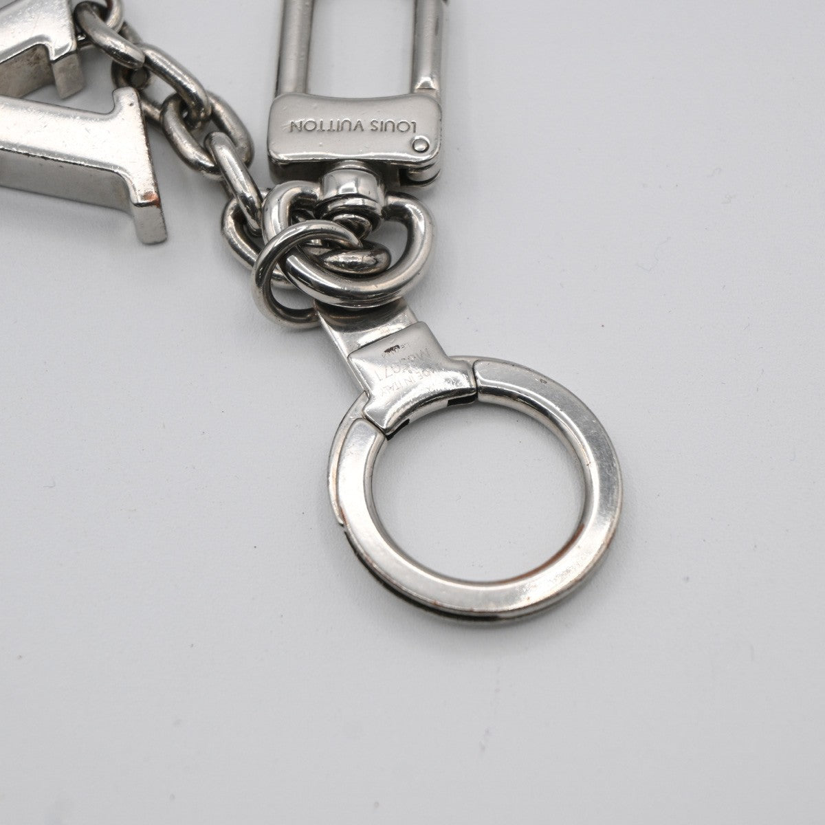 LOUIS VUITTON LV Porte Cles Initiales LV Charm Key Ring Silver M65071 67MA374