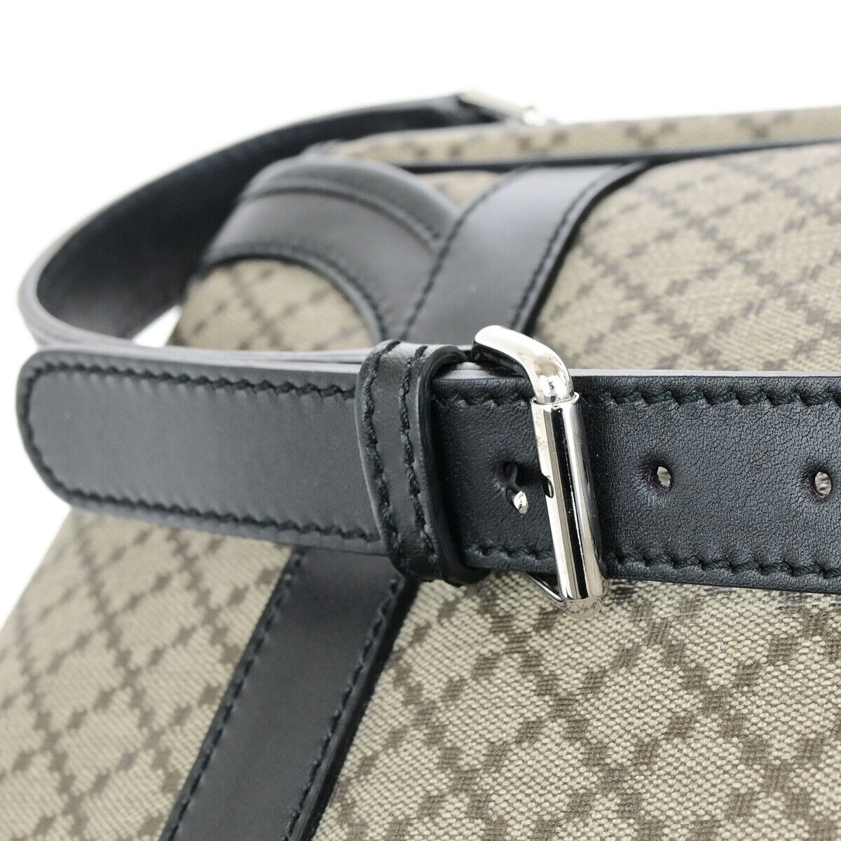 GUCCI Logo Diamante Crossbody Shoulder Bag PVC Leather Brown Black SHW 18YG605