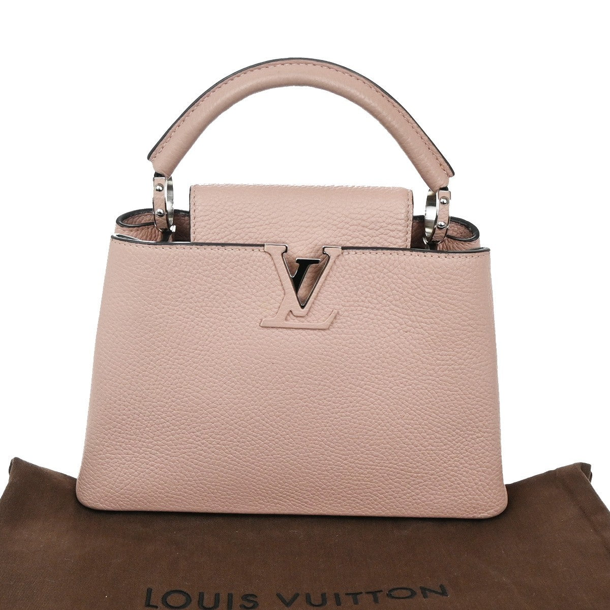 LOUIS VUITTON LV LOGO Capucines BB Hand Bag Leather Pink M22178 300RF767