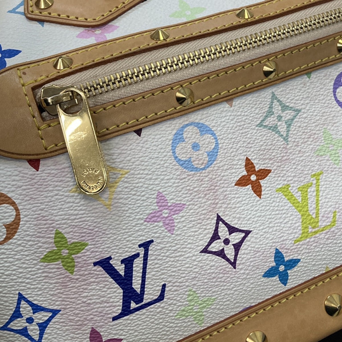 LOUIS VUITTON LV Logo Alma Hand Bag Monogram Multi Color White M92647 638RF218