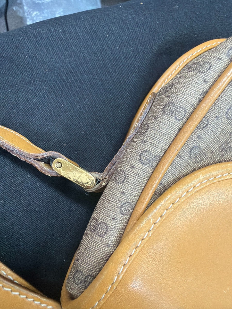 GUCCI Logo Micro GG Pattern Mini Shoulder Bag PVC Leather Brown GHW Itay 69YJ034