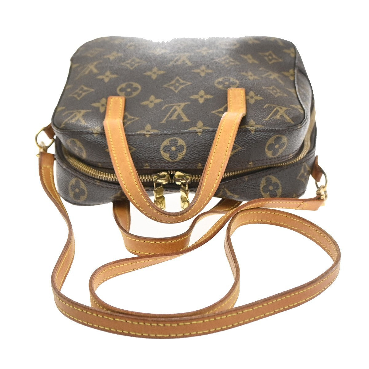 LOUIS VUITTON Logo Spontini Hand Bag Monogram Leather Brown M47500 81SA106