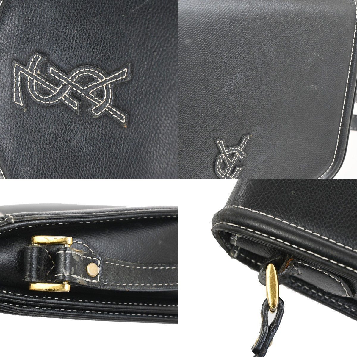YVES SAINT LAURENT  Cassandra Shoulder Crossbody Bag Leather Black GHW 30TA582