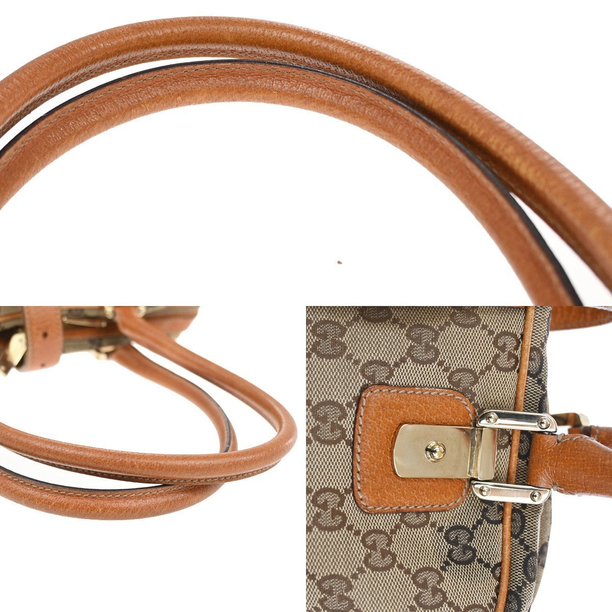 GUCCI GG Pattern Shoulder Tote Bag Canvas Leather Brown GHW Italy 80TA329
