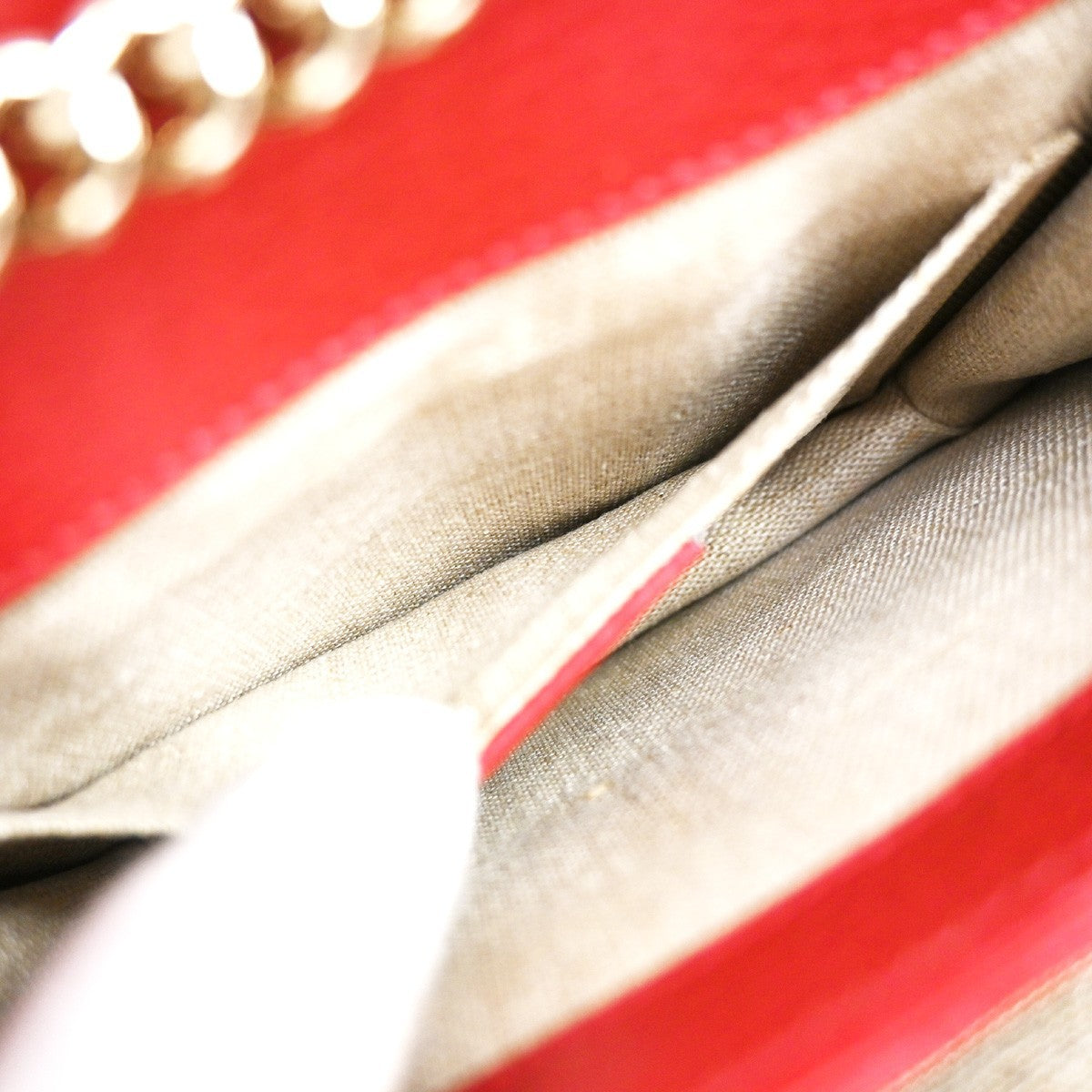 GUCCI Logo Interlocking G Chain Mini Shoulder Bag Leather Red GHW Italy 52KP126