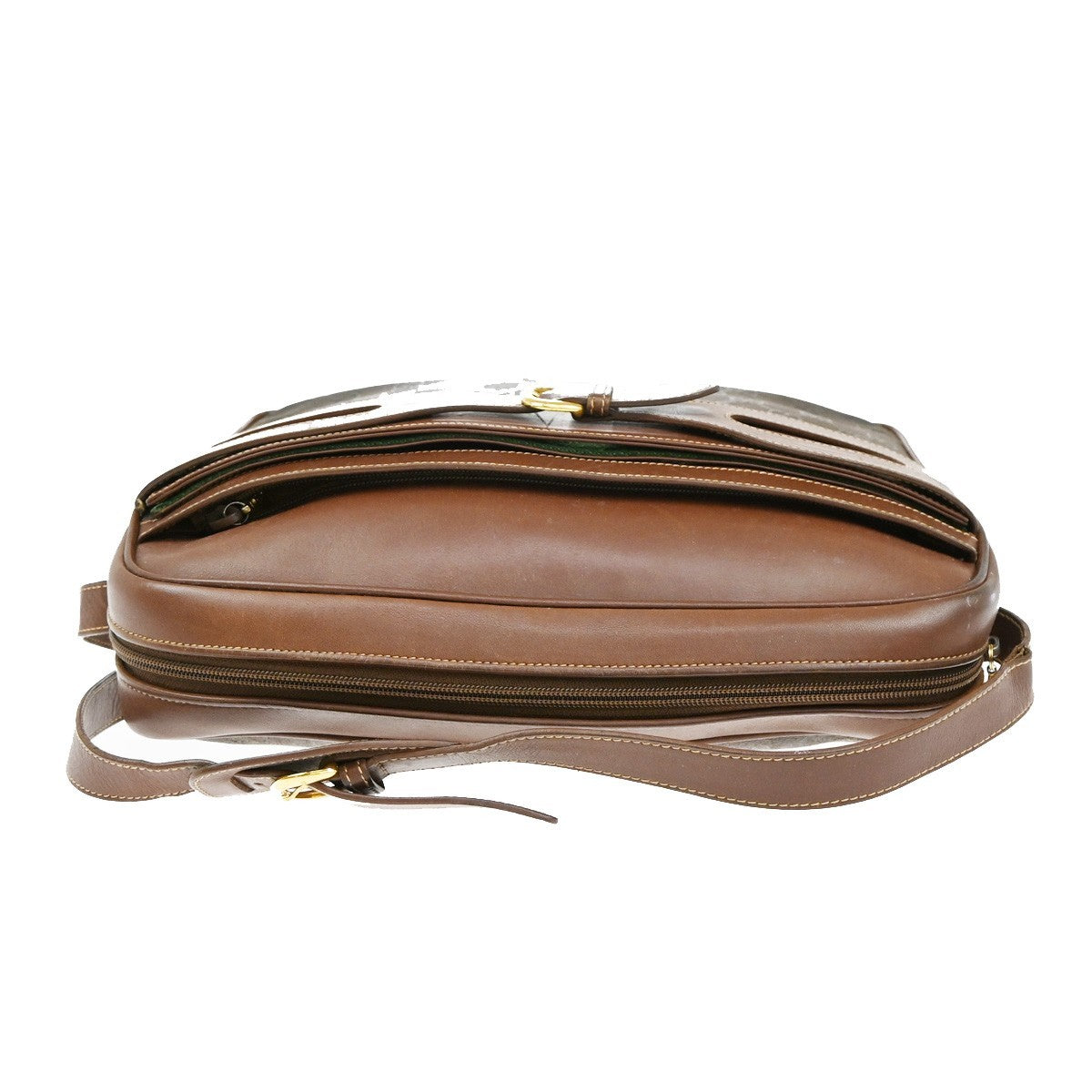 GUCCI Logo GG Pattern Shoulder Bag Coating Canvas Leather Brown 69KB596