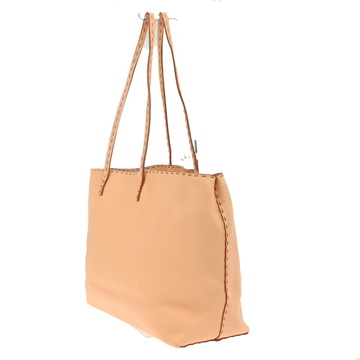 FENDI Selleria Logo Shoulder Tote Hand Bag Charm Leather Orange Italy 87MA291