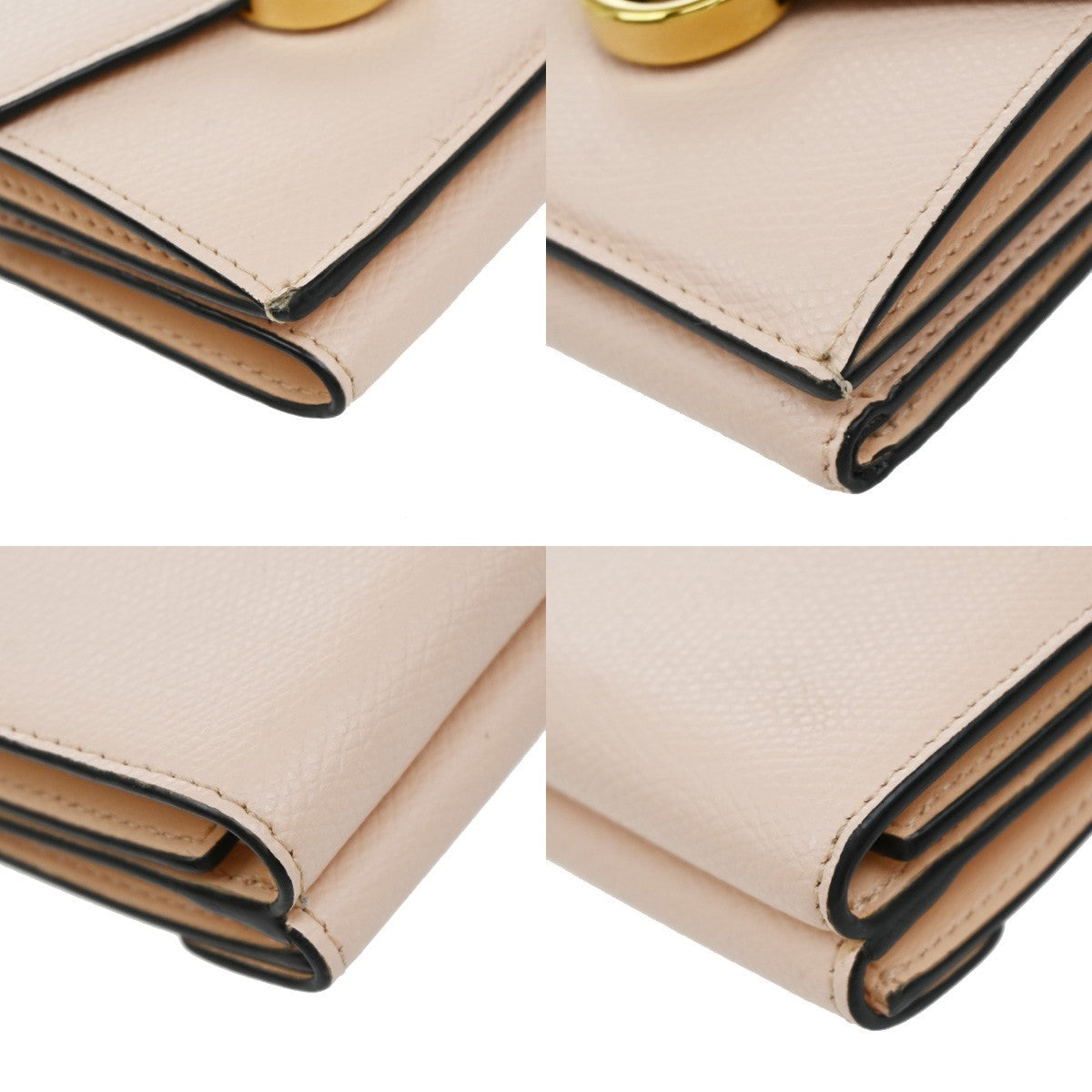 FENDI Logo Mini Trifold Campact Wallet Leather Pink Italy 69KP052