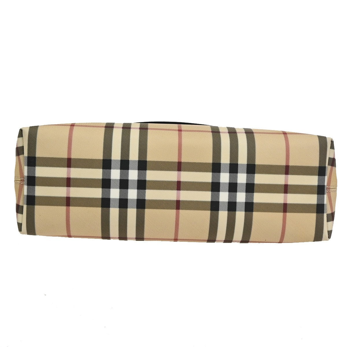BURBERRY Nova Check Pattern Shoulder Bag PVC Leather Black Beige SHW 38KC921