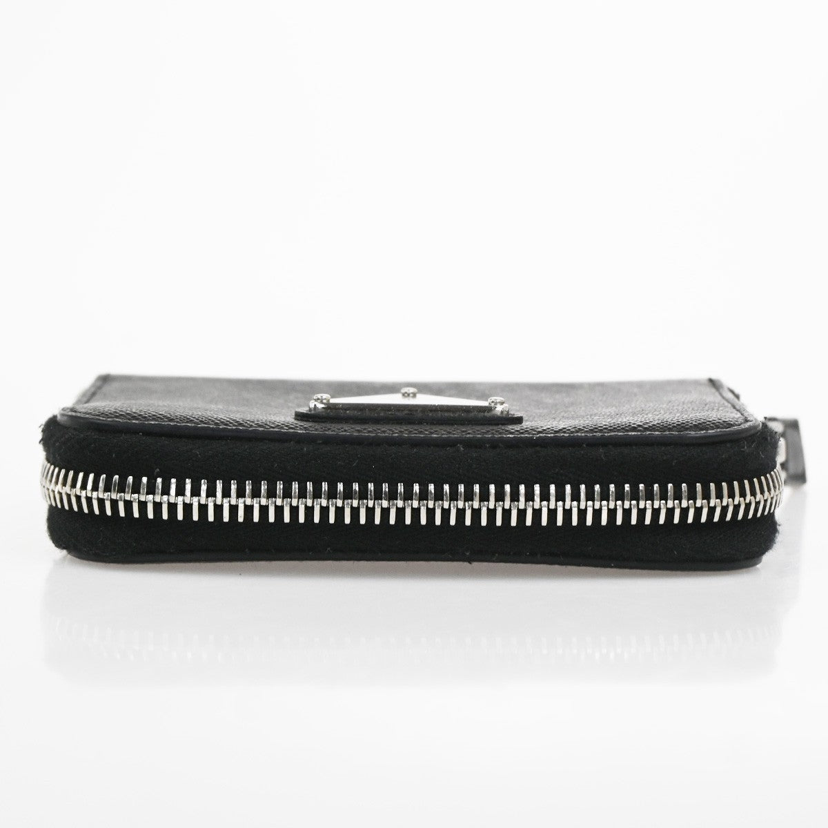 PRADA Saffiano Zip Around Compact Wallet Coin Case Leather BK SHW Italy 33YJ019