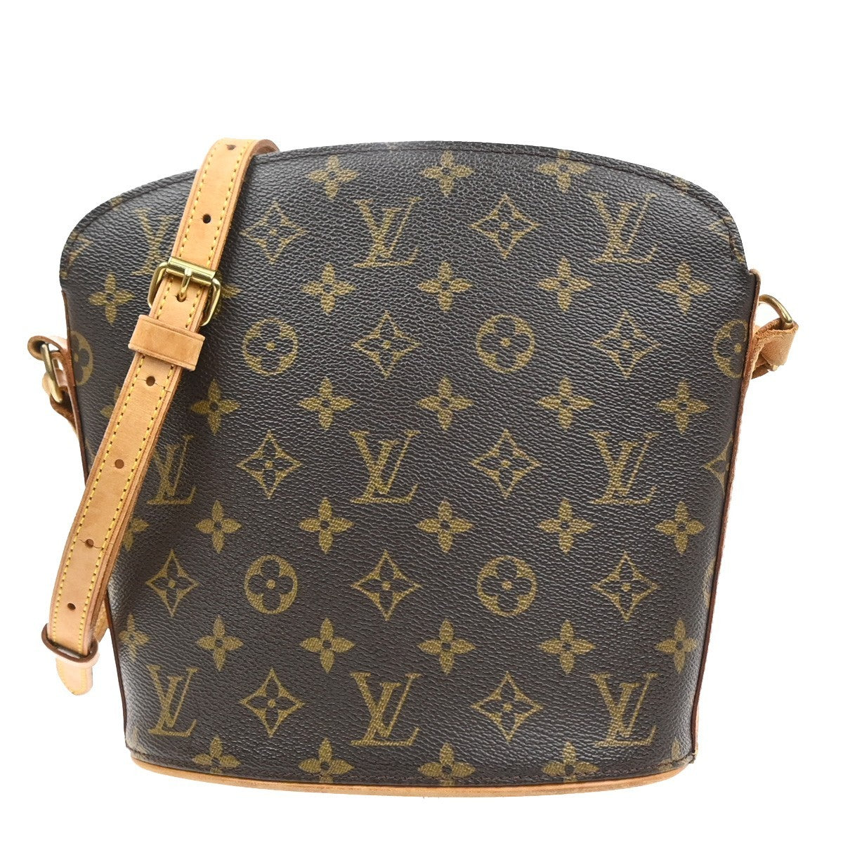 LOUIS VUITTON Logo Drouot Shoulder Bag Monogram Leather Brown M51290 76PA003