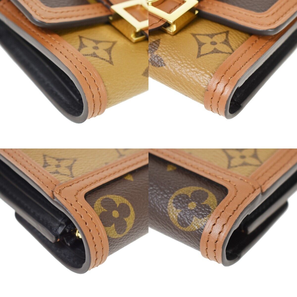 LOUIS VUITTON DAUPHINE COMPACT TRIFOLD WALLET MONOGRAM REVERSE LEATHER 50RC365