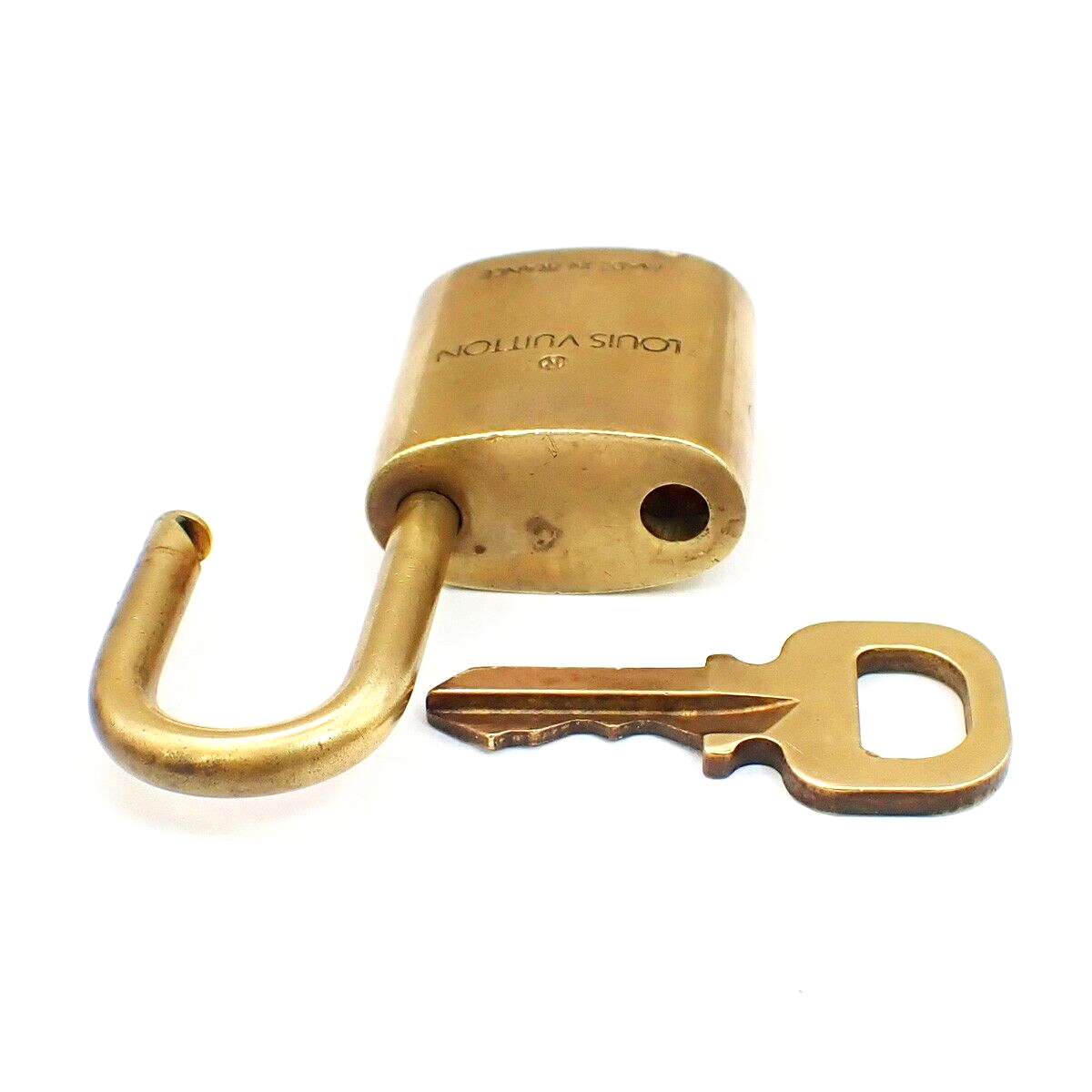 LOUIS VUITTON LV 10 Set  Padlock Key Bag Charm Cadena Gold Plated France 39YF802