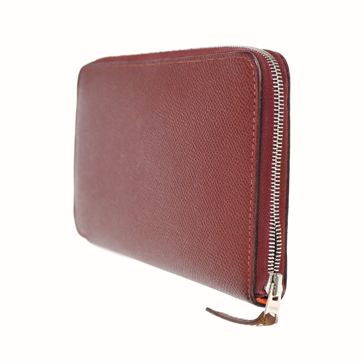 HERMES Azap Silk In Long Zipper Bifold Wallet Purse Veau Epsom Red 72HB250