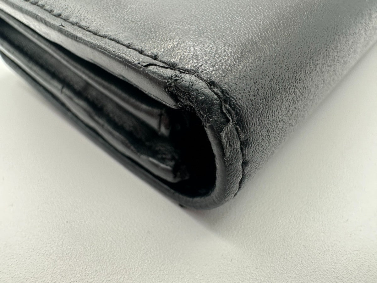 FENDI By The Way Logo Bifold Long Wallet Leather Black GHW Italy 63KD005